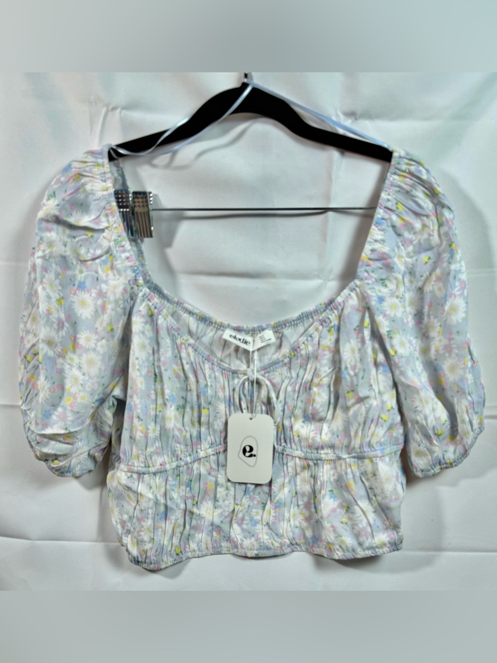 Elodie Anthropologie Floral Puff Sleeve Crop Top XL New Without Tags